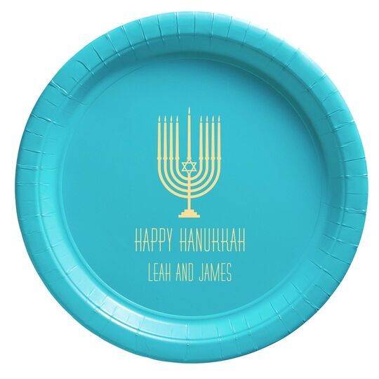 Happy Hanukkah Menorah Paper Plates